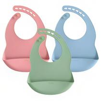 Babador Em Silicone Fecho Ajustável C/ Bolso Pega Migalhas Buba