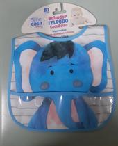 Babador estampado Elefante Impermeável Felpudo Com Bolso Cata Migalha.