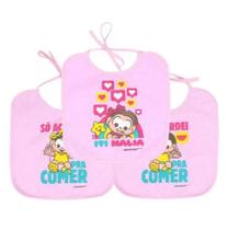 Babador Felpudo Monica/cebolinha Com 3 Uni- 20,5 Cm X 22 Cm