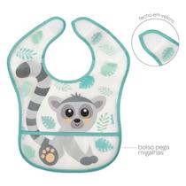 Babador Impermeável Com Bolso Pega Migalhas e Tiras Autocolantes Animal Fun Bebê Infantil Buba