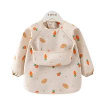 Babador Impermeável De Manga Longa Para Crianças Com Bolso Para Alimentos - Blusa De Verão Para