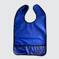 Babador Impermeável Idosos Adultos Jovens Azul Com Bolso em bagum