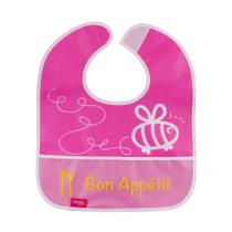 Babador Impermeável Plus Com Bolso Abelha Kids Rosa Comtac - COMTAC KIDS