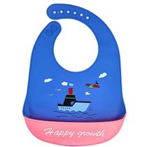 Babador Infantil Azul Escuro Impermeável C/ Bolso Pega Migalhas Castela