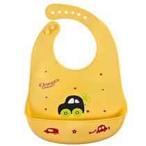 Babador Infantil Carrinho Impermeável C/ Bolso pega Migalhas Amarelo - Castela