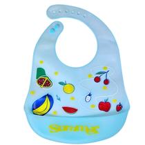 Babador Infantil Frutinhas Impermeável C/ Bolso Pega Migalhas Azul - Castela