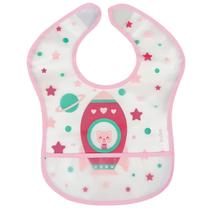 Babador Infantil Impermeável Bebê Coletor Cata Migalhas Buba Foguete Rosa Menina