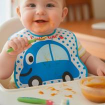 Babador Infantil Love Panda Silicone Impermeável com Bolso Coletor Ajustável