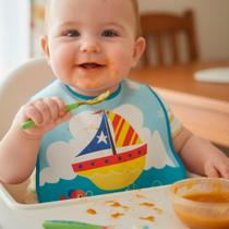 Babador Infantil Love Panda Silicone Impermeável com Bolso Coletor Ajustável