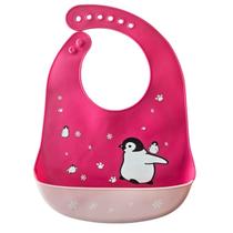 Babador Infantil Rosa Escuro Impermeável C/ Bolso pega Migalhas - Castela