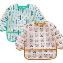 Babador Manga Longa Blw Kit 2unds - Cactus E Urso Babador Manga Longa Blw Kit 2unds - Cactus E Urso
