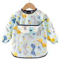 Babador Manga Longa De Proteção Dupla - Cata Migalhas - Dinossauros - Meninos