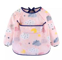 Babador Manga Longa De Proteção Dupla - Cata Migalhas - Nuvens e estrelinhas - Meninas