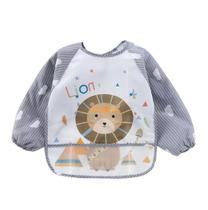 Babador Manga Longa Impermeável Cata Migalhas Animais Blw - Leao Manga Cinza