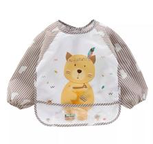 Babador Manga Longa Impermeável Cata Migalhas Animais Blw - Urso Marrom