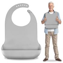 Babador para adultos TaoTazon ajustável de silicone impermeável cinza