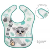 Babador Para Bebê Com Bolso Impermeável Lêmure Babador Para Bebê Com Bolso Impermeável Lêmure
