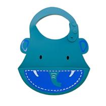 Babador para bebê Infantil Silicone Elefante Azul com cata-migalhas Kababy - 1037E - Kavod