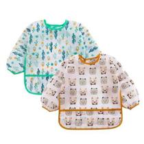Babador Para Bebê manga longa BLW Kit 2Unds - Cactus e Urso Babador Para Bebê manga longa BLW Kit 2Unds - Cactus e Urso