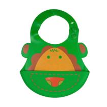 Babador para bebês Infantil Silicone Leão Verde com cata-migalhas Kababy - 1037G - Kavod