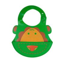 Babador para bebês Infantil Silicone Leão Verde com cata-migalhas Kababy - 1037G