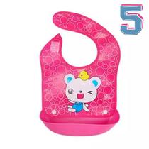 Babador Refeição Silicone Migalha Bebê Infantil Urso Rosa