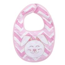 Babador rosa bordado coelhinho para bebê