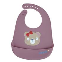 Babador Silicone Baby Joy Urso Rosa Blush
