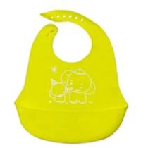 Babador Silicone Bebê Impermeável Alimentação Amarelo