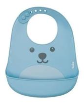 Babador Silicone Com Pega Migalhas Gumy Buba Azul + 3meses