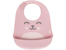 Babador Silicone Com Pega Migalhas Gumy Buba Rosa + 3meses