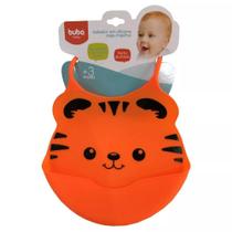 Babador Silicone Com Pega Migalhas Tigre Laranja Buba