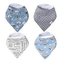 Babadores de algodão ajustáveis Copper Pearl Bridger, pacote com 4 Babadores de algodão ajustáveis Copper Pearl Bridger, pacote com 4