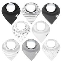 Babadores de bebê de algodão orgânico KiddyStar, pacote com 8 absorventes ajustáveis Babadores de bebê de algodão orgânico KiddyStar, pacote com 8 absorventes ajustáveis