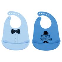 Babadores de comida Hudson Baby Perfect Gentleman de silicone impermeável