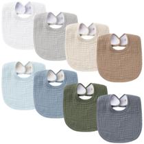 Babadores de Musselina Konssy para Bebês (8 Unidades) - Bandana Unissex (0-36 Meses)