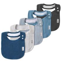 Babadores de musselina para bebê egmao baby, kit com 5, estilo bandana macio