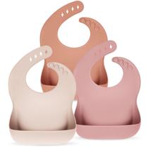 Babadores de silicone Eascrozn para bebês e meninas, conjunto de 3 Babadores de silicone Eascrozn para bebês e meninas, conjunto de 3