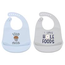 Babadores de silicone para bebês Hudson Baby Stud Muffin, pacote com 2 unidades à prova d'água Babadores de silicone para bebês Hudson Baby Stud Muffin, pacote com 2 unidades à prova d'água