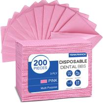 Babadores dentários descartáveis TENKAIWICK 13x18cm, 3 camadas, pacote com 200, rosa