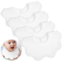 Babadores para bebês JenPen, pacote com 4 babadores de babar, bandana de algodão branco Babadores para bebês JenPen, pacote com 4 babadores de babar, bandana de algodão branco