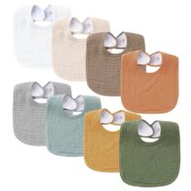 Babadores para bebês Konssy Muslin, pacote com 8, bandana, babadores, babadores de algodão