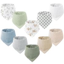 Babadores para bebês Konssy, pacote com 10 bandanas de algodão musselina, macias e absorventes