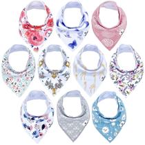 Babadores para bebês, pacote com 10 fraldas, absorvente de baba de algodão Squad Babadores para bebês, pacote com 10 fraldas, absorvente de baba de algodão Squad