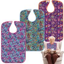 Babadores Pedobi para adultos 3 peças de protetor de roupas lavável com coletor de migalhas, babadores para adultos para mulheres idosas que comem laváveis Babadores Pedobi para adultos 3 peças de protetor de roupas lavável com coletor de migalhas, babadores para adultos para mulheres idosas que comem laváveis