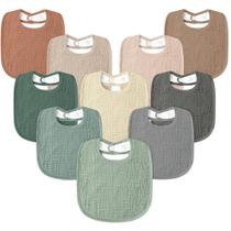 Babadores Sushuration Muslin Baby Drool, pacote com 10, ajustáveis e macios Babadores Sushuration Muslin Baby Drool, pacote com 10, ajustáveis e macios
