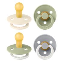 Baberos con Chupón Color 4-Pack de Caucho Natural Libre de BPA 0-6M