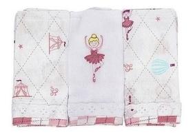 Babete 32cm X 32cm Circus Loupiot Com 3 Unidades Bailarina - Babete 32cm X 32cm Circus Loupiot Com 3 Unidades Bailarina -