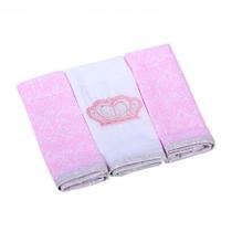 Babete bebe minasrey reininho classic rosa com 3 unidades