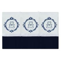 Babete Bordada 03 Peças - Urso Arabesco Branco